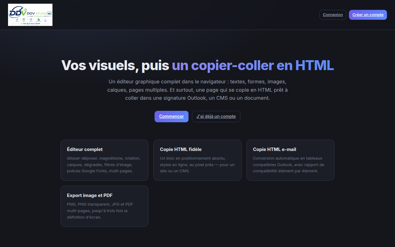 DDV Studio — Éditeur graphique en ligne