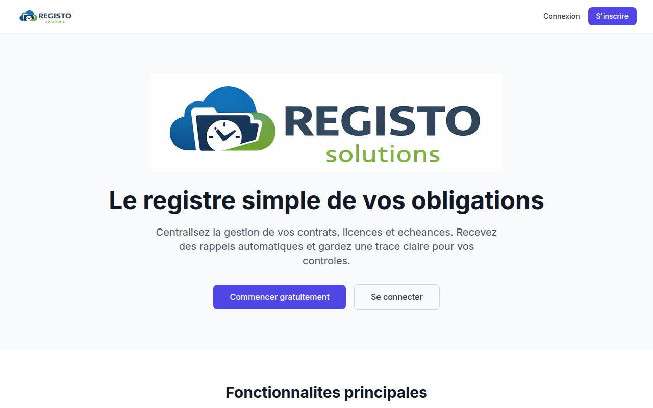 REGISTO — SaaS conformité & obligations