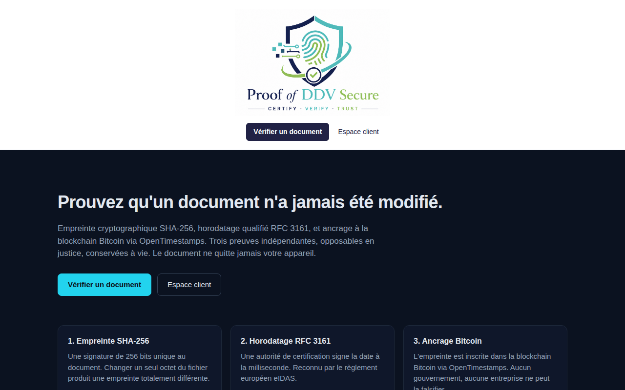 Proof — Certification de documents